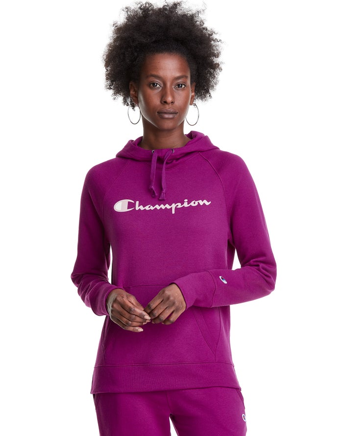 Hanorac Cu Gluga Champion Powerblend Fleece Script Logo Dama Violet - Romania ZCOAMQS-78